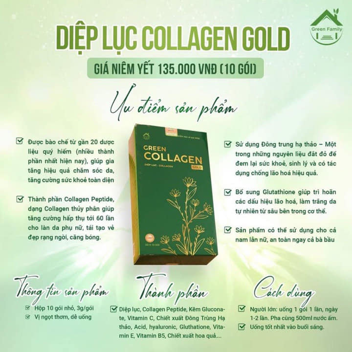 Diệp Lục Collagen Gold Hộp Lớn 30 Gói Diệp Lục Collagen Gold Hộp Lớn 30 Gói