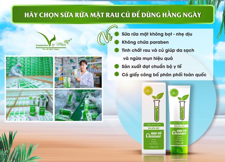 Sữa rửa mặt rau củ công nghệ Hàn Quốc của nhà Vip White Sữa rửa mặt rau củ công nghệ Hàn Quốc của nhà Vip White