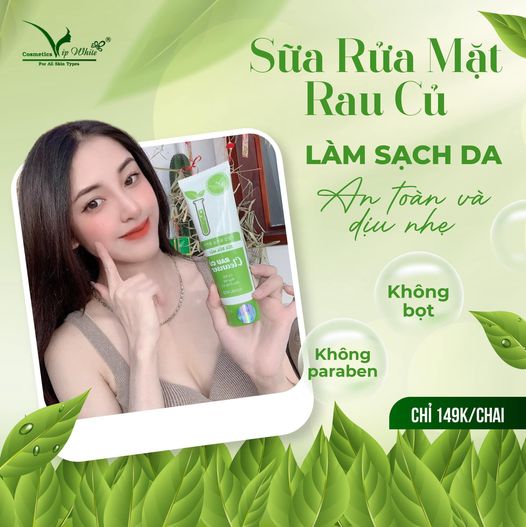 Sữa rửa mặt rau củ công nghệ Hàn Quốc của nhà Vip White Sữa rửa mặt rau củ công nghệ Hàn Quốc của nhà Vip White