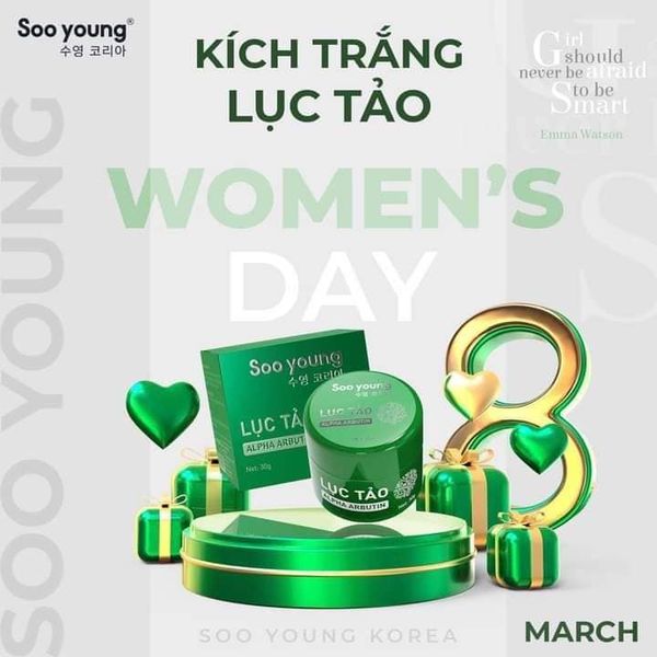 Kích Trắng Lục Tảo Soo Young giúp giữ ẩm làn da chứa chất chống oxy hóa mạnh mẽ Kích Trắng Lục Tảo Soo Young giúp giữ ẩm làn da chứa chất chống oxy hóa mạnh mẽ