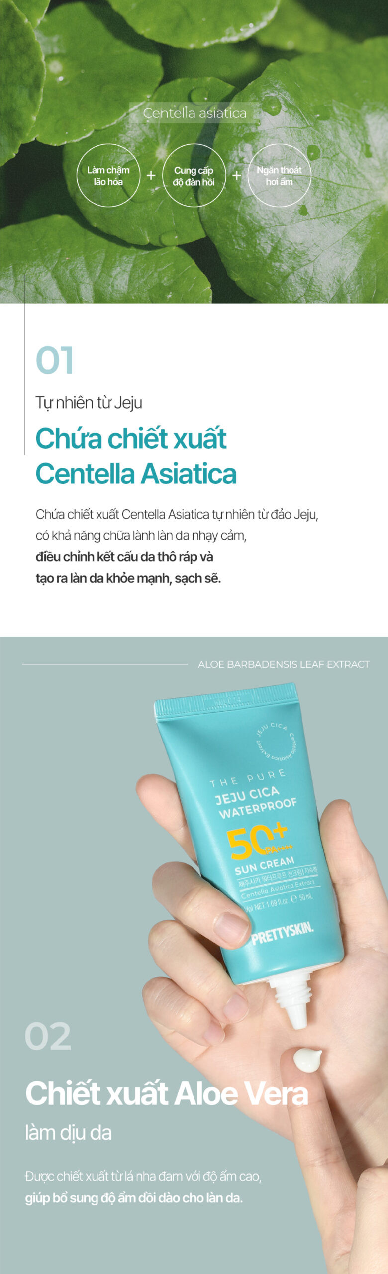 KEM CHỐNG NẮNG KHÁNG NƯỚC LÂU TRÔI PRETTYSKIN THE PURE JEJU CICA WATERPROOF SUN CREAM KEM CHỐNG NẮNG KHÁNG NƯỚC LÂU TRÔI PRETTYSKIN THE PURE JEJU CICA WATERPROOF SUN CREAM