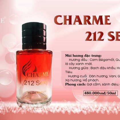 Nước hoa Charme 212 Sexy Đây là một mùi hương gợi cảm, ấm áp, lấy cảm hứng từ phương Đông Nước hoa Charme 212 Sexy Đây là một mùi hương gợi cảm, ấm áp, lấy cảm hứng từ phương Đông