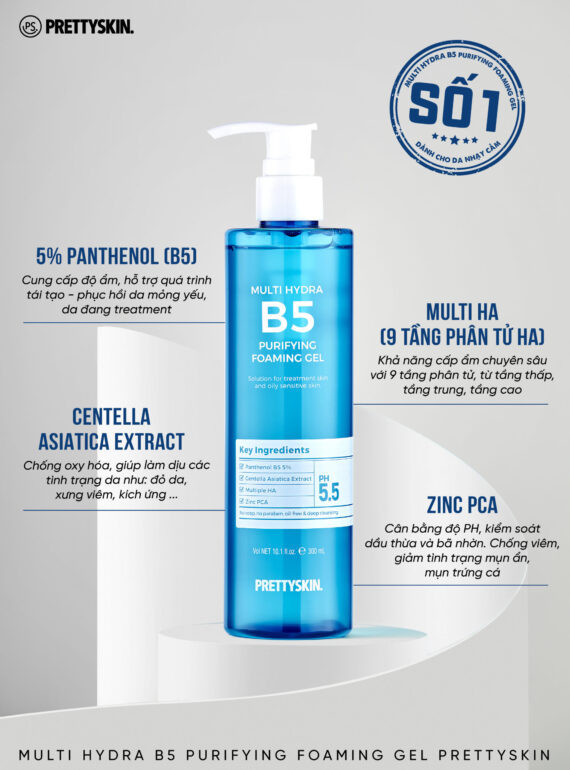 Gel Rửa Mặt Pretty Skin Multi Hydra B5 Purifying Foaming Gel Gel Rửa Mặt Pretty Skin Multi Hydra B5 Purifying Foaming Gel