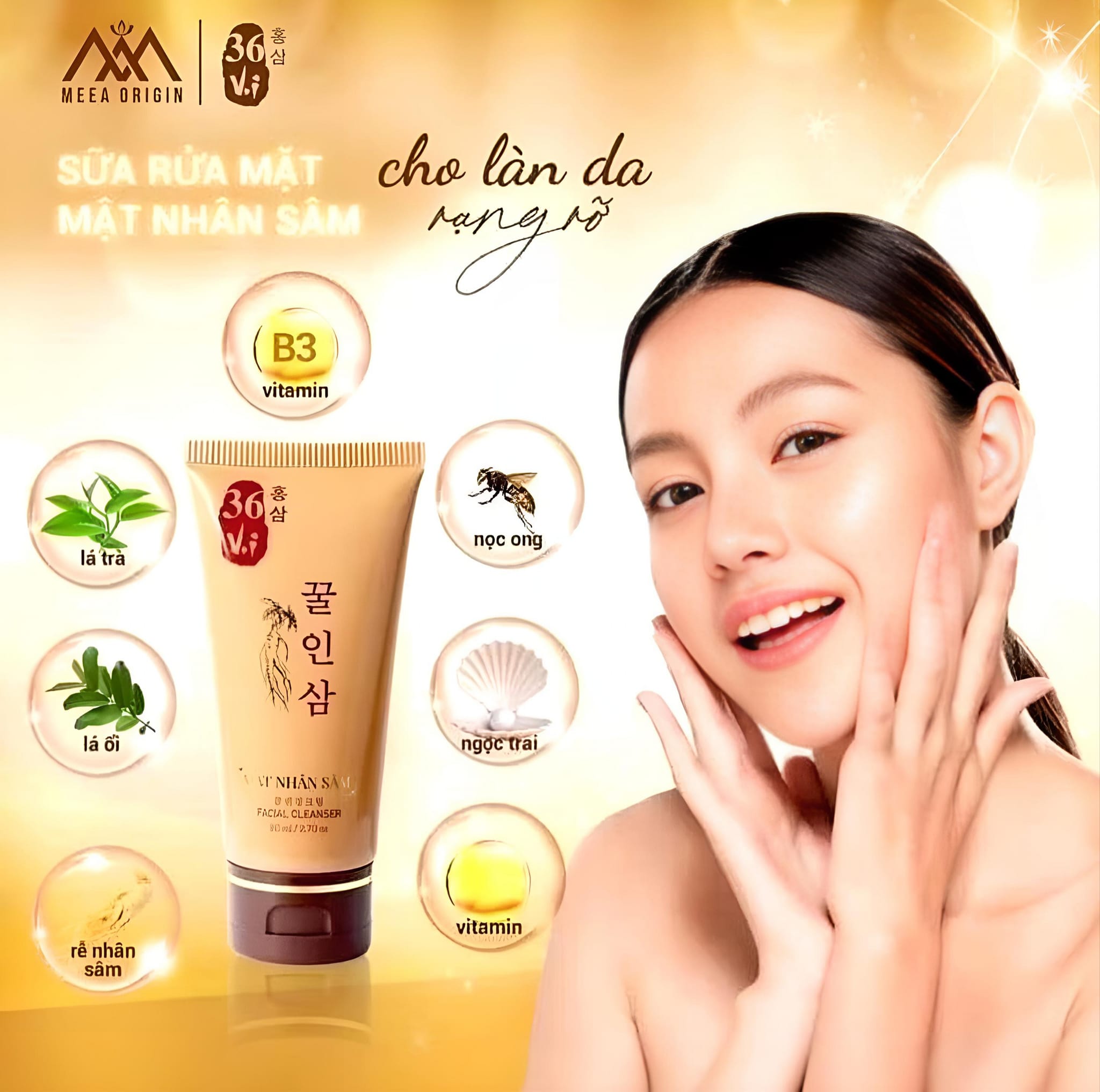 Sữa Rửa Mặt 36 Vị Mật Nhân Sâm MeeA Organic chính hãng