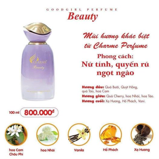 Nước Hoa Nữ Charme Beauty hương thơm độc quyền đẹp như tranh vẽ Nước Hoa Nữ Charme Beauty hương thơm độc quyền đẹp như tranh vẽ