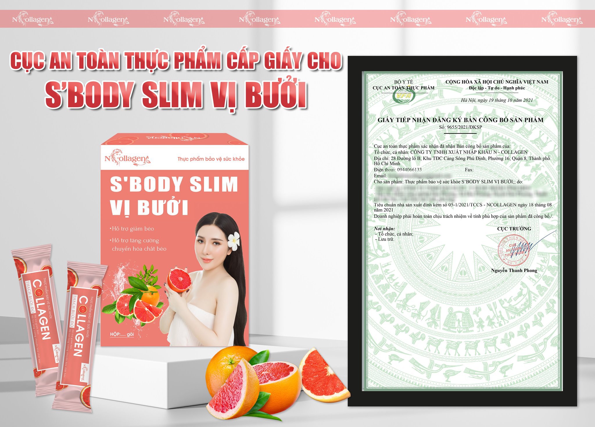 Thạch Bưởi Hồng Giảm Cân S'body Slim Ncollagen Thạch Bưởi Hồng Giảm Cân S
