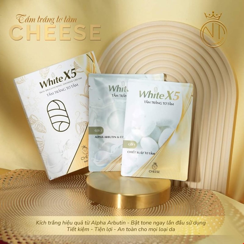 Tắm Trắng Tơ Tầm White X5 Cheese NT Cosmetics Sản phẩm chiết xuất từ nhiều dưỡng chất tự nhiên Tắm Trắng Tơ Tầm White X5 Cheese NT Cosmetics Sản phẩm chiết xuất từ nhiều dưỡng chất tự nhiên