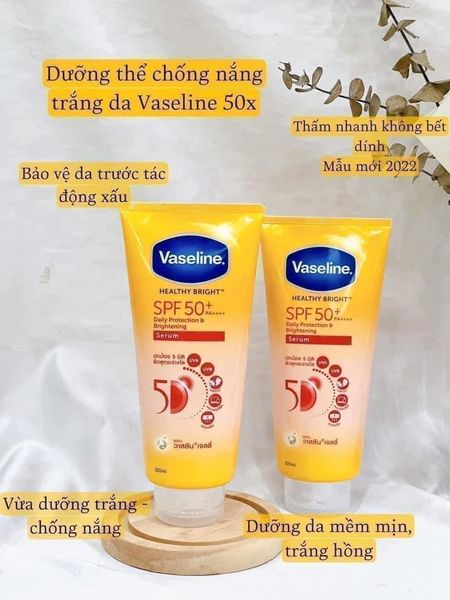 Sữa Dưỡng Thể Vaseline Healthy Bright Spf 50+ Daily chống nắng sáng da Sữa Dưỡng Thể Vaseline Healthy Bright Spf 50+ Daily chống nắng sáng da