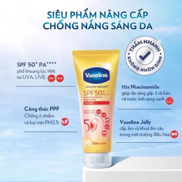 Sữa Dưỡng Thể Vaseline Healthy Bright Spf 50+ Daily chống nắng sáng da Sữa Dưỡng Thể Vaseline Healthy Bright Spf 50+ Daily chống nắng sáng da