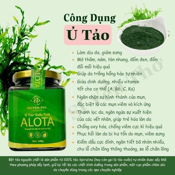 Mặt Nạ Ủ Tảo Xoắn Tươi Huyền Phi ALOTA Mặt Nạ Ủ Tảo Xoắn Tươi Huyền Phi ALOTA