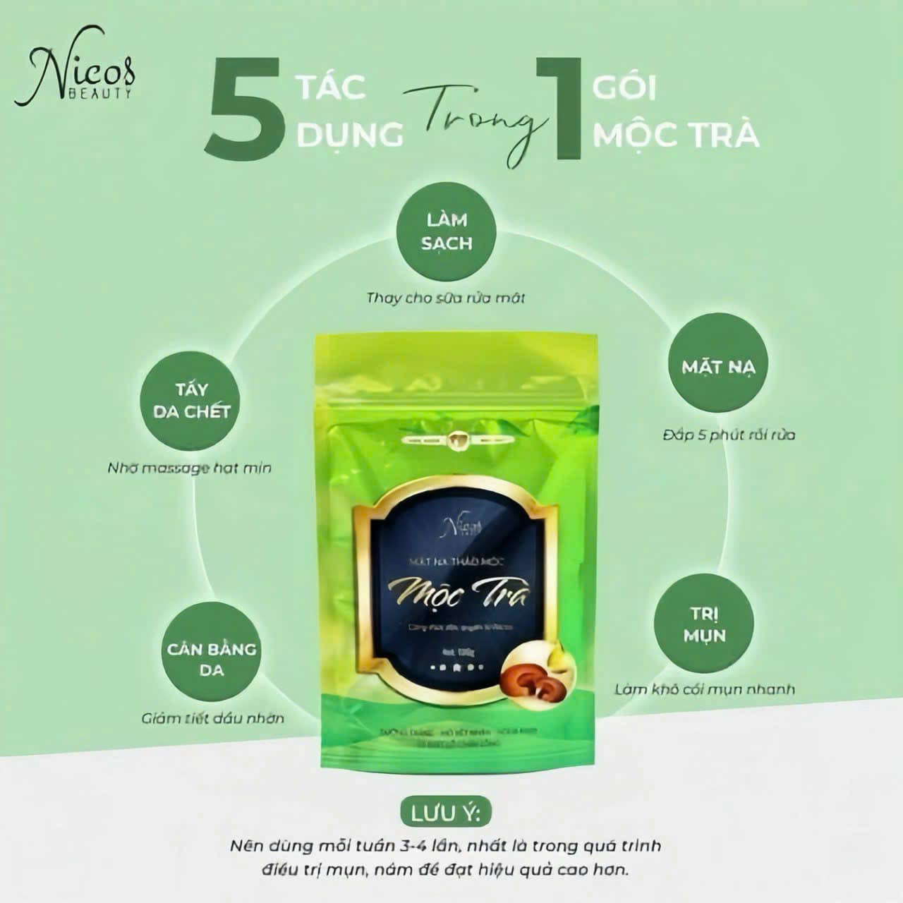 Mặt nạ thảo mộc mộc trà đông y gia truyền Nicos Mặt nạ thảo mộc mộc trà đông y gia truyền Nicos
