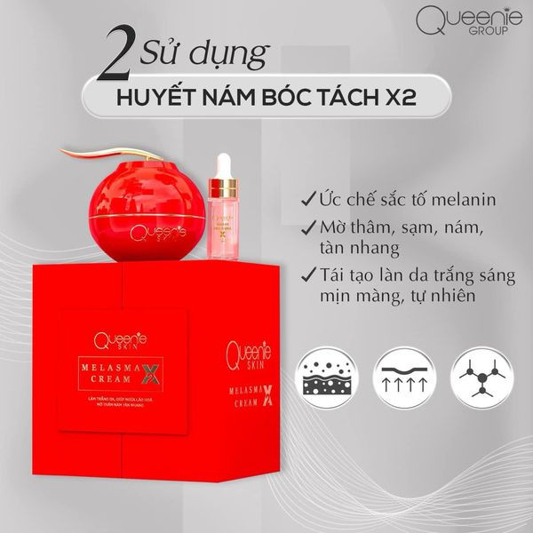 Bộ sản phẩm đặc trị nám Queenie Skin với sự kết hợp giữa các sản phẩm Bộ sản phẩm đặc trị nám Queenie Skin với sự kết hợp giữa các sản phẩm