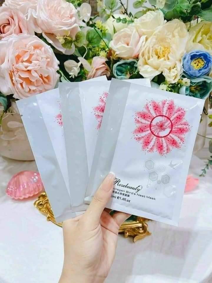Mặt nạ tổ yến Collagen Rosebeauty hộp 10 miếng siêu đẹp da Mặt nạ tổ yến Collagen Rosebeauty hộp 10 miếng siêu đẹp da