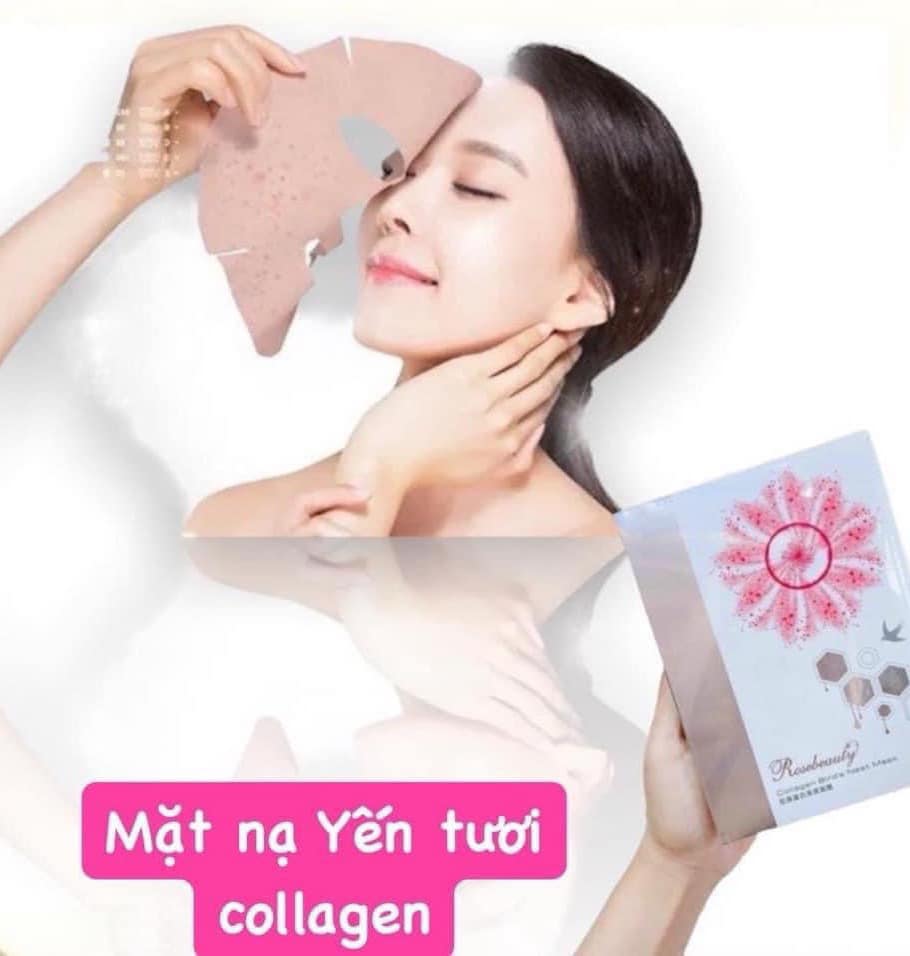 Mặt nạ tổ yến Collagen Rosebeauty hộp 10 miếng siêu đẹp da