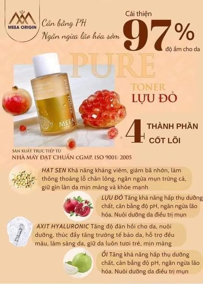 Toner Lựu Đỏ Pure MeeA Organic giúp mang đến làn da tươi sáng từ bên trong Toner Lựu Đỏ Pure MeeA Organic giúp mang đến làn da tươi sáng từ bên trong