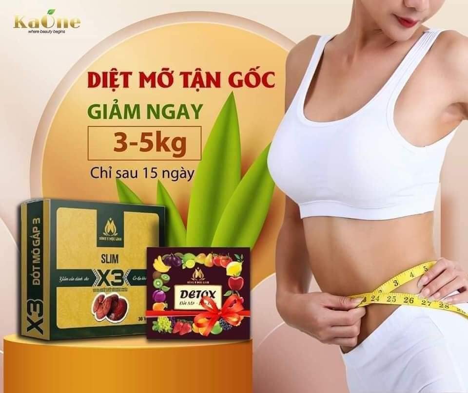 Giảm cân slim X3 đông y mộc linh siêu đốt mỡ Giảm cân slim X3 đông y mộc linh siêu đốt mỡ