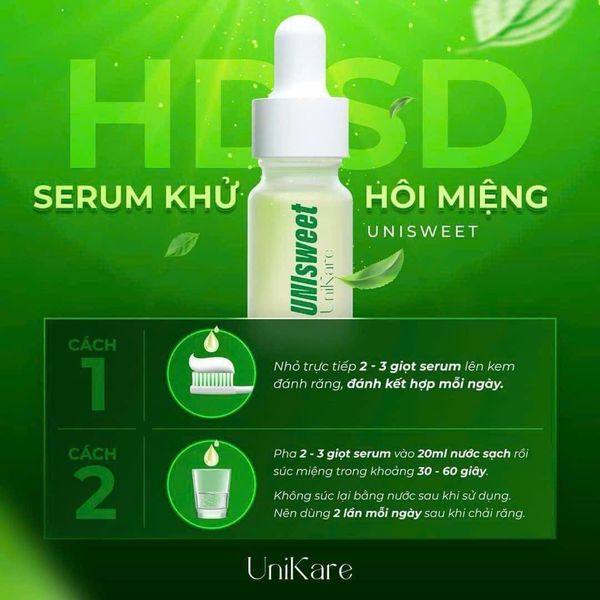 Serum Trắng Răng UniSmile 10ml Và Serum Thơm Miệng UniSweet 10ml Hỗ Trợ Cải Thiện Ố Vàng Hôi Miệng UniKare Serum Trắng Răng UniSmile 10ml Và Serum Thơm Miệng UniSweet 10ml Hỗ Trợ Cải Thiện Ố Vàng Hôi Miệng UniKare