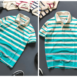 Áo cổ bẻ sọc ngang thêu chữ A( giá mới) - AS018