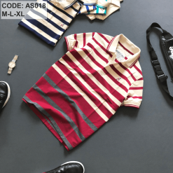 Áo cổ bẻ sọc ngang thêu chữ A( giá mới) - AS018