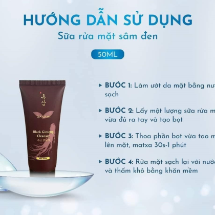Sữa Rửa Mặt Sâm Đen Dakami Black Ginseng Cleanser là dòng sản phẩm được chiết xuất từ nhân sâm đen quý giá Sữa Rửa Mặt Sâm Đen Dakami Black Ginseng Cleanser là dòng sản phẩm được chiết xuất từ nhân sâm đen quý giá