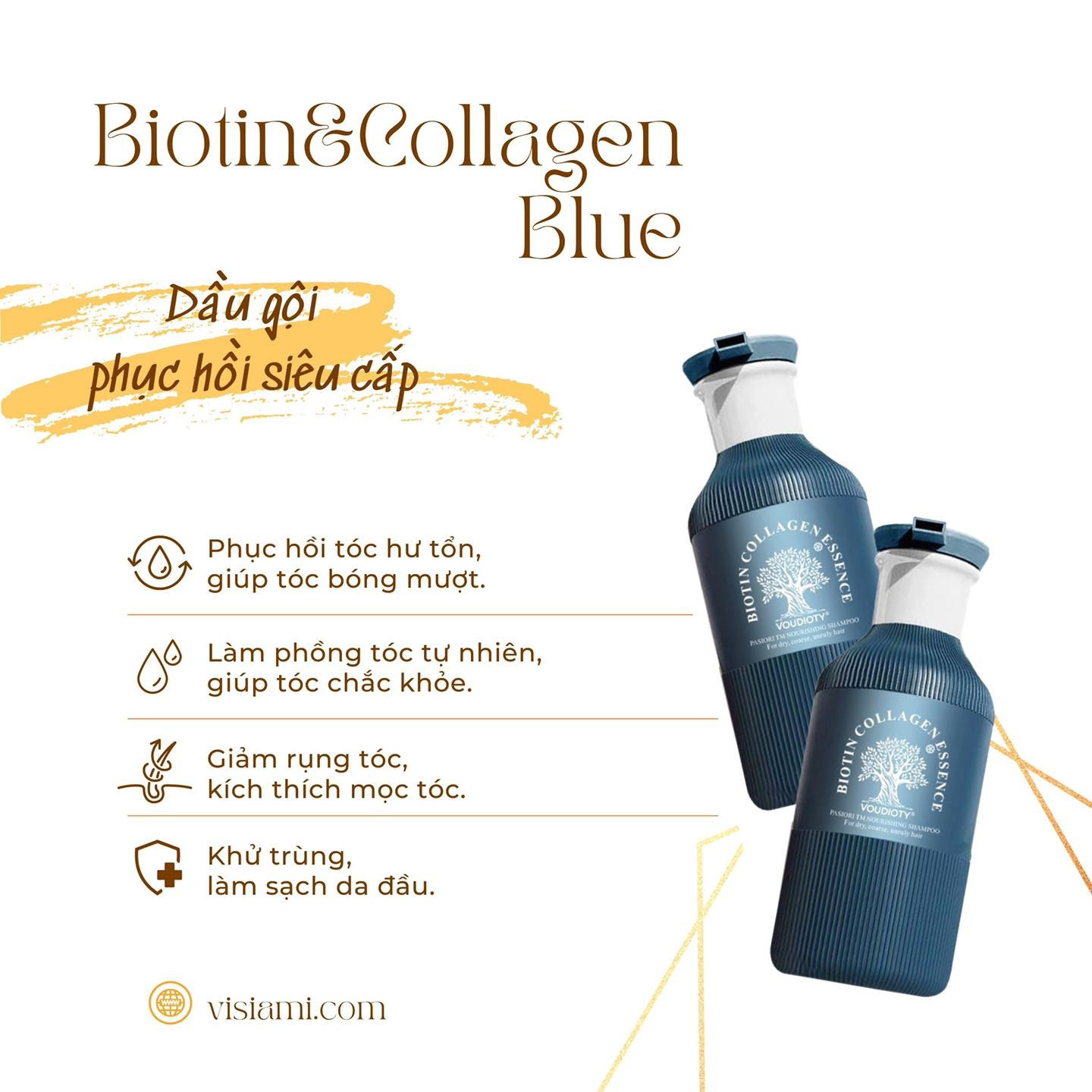 Dầu gội xả biotin và collagen Essence 500ml Mẫu mới xanh blue Dầu gội xả biotin và collagen Essence 500ml Mẫu mới xanh blue