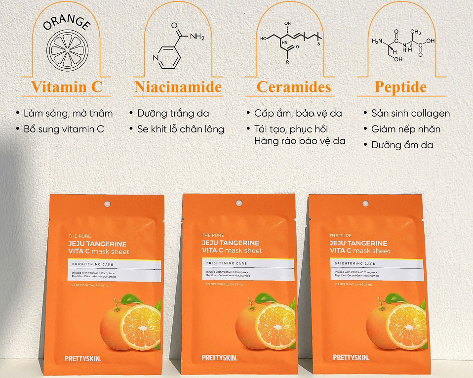 Mặt Nạ Vitamin C Prettyskin Jeju Tangerine Mặt Nạ Vitamin C Prettyskin Jeju Tangerine