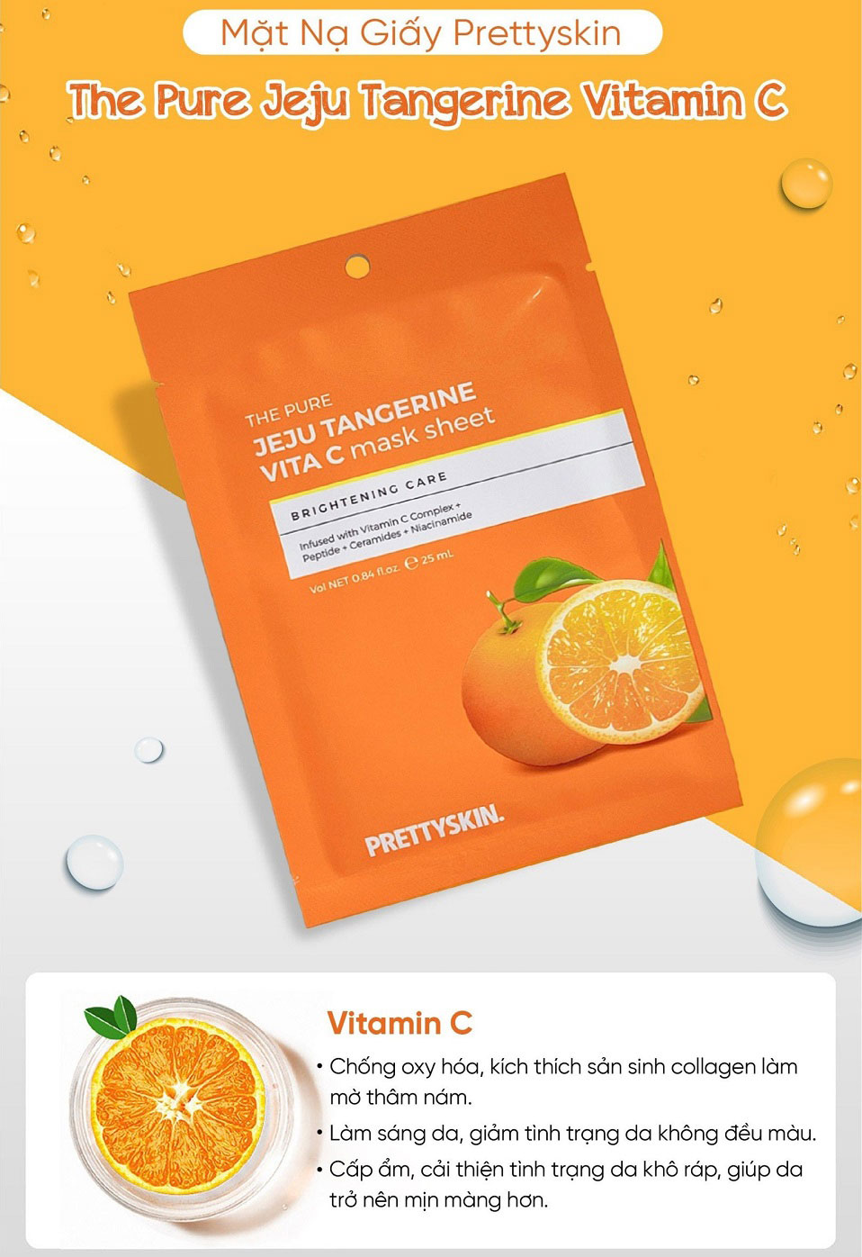 Mặt Nạ Vitamin C Prettyskin Jeju Tangerine Mặt Nạ Vitamin C Prettyskin Jeju Tangerine