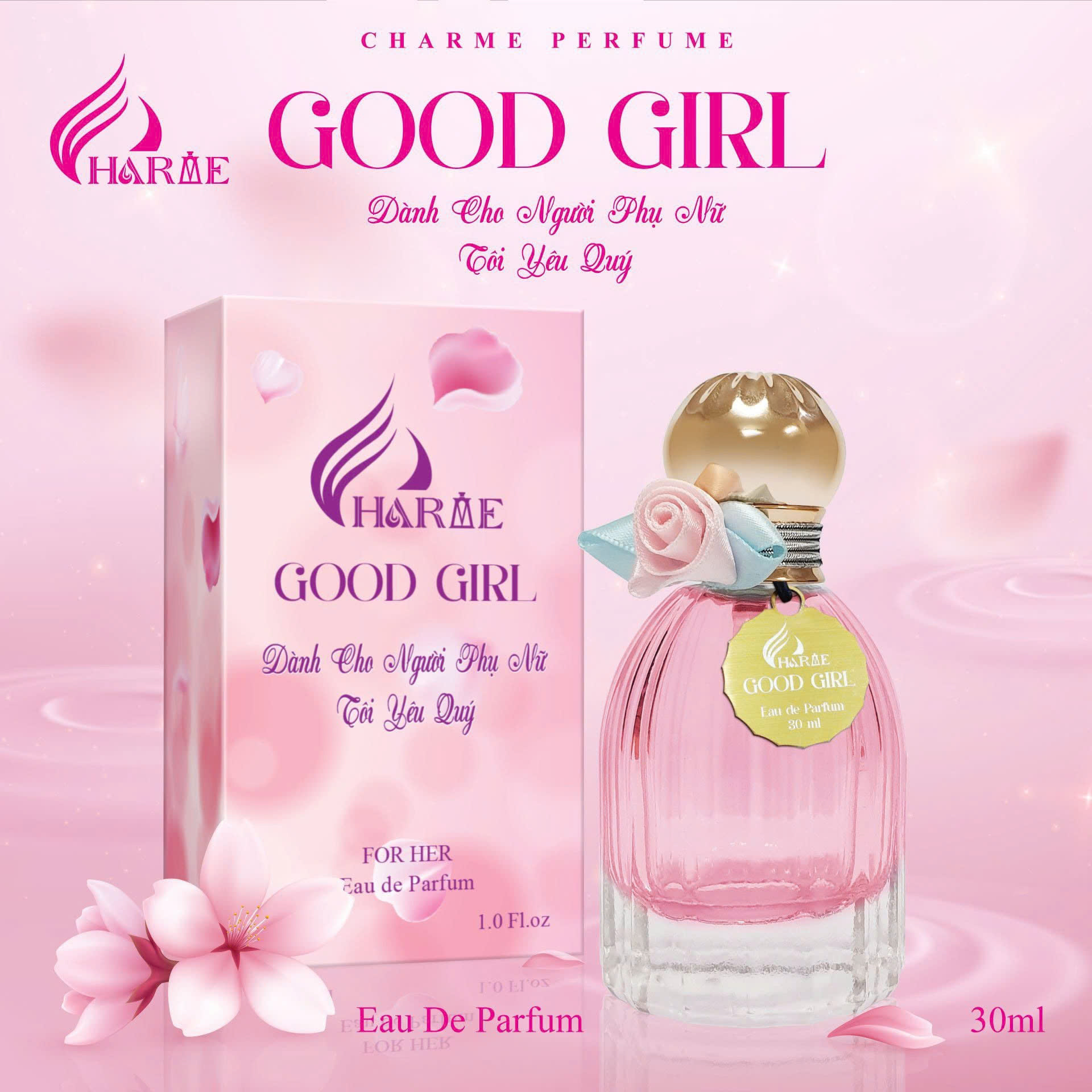 Nước Hoa Nữ Charme Good Girl 30ml được phái đẹp vô cùng yêu thích ngay từ khi ra mắt Nước Hoa Nữ Charme Good Girl 30ml được phái đẹp vô cùng yêu thích ngay từ khi ra mắt