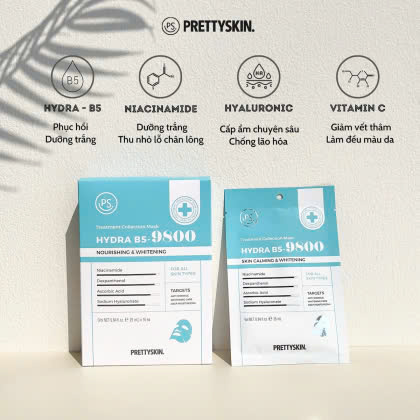 Mặt Nạ Giấy Prettyskin Treatment Collection Mask - Hydra B5 – 9800là một sản phẩm mặt nạ dưỡng da đến từ thương hiệu Prettyskin Mặt Nạ Giấy Prettyskin Treatment Collection Mask - Hydra B5 – 9800là một sản phẩm mặt nạ dưỡng da đến từ thương hiệu Prettyskin