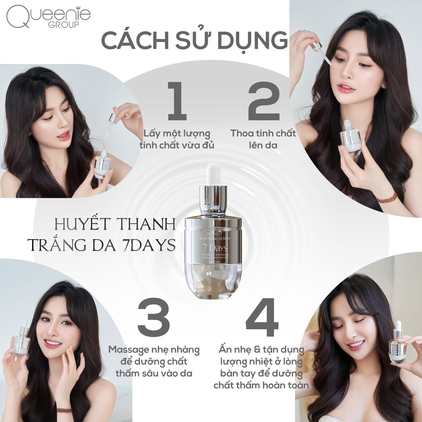 Huyết Thanh 7 Days Perfect Whitening Serum Queenie Skin giúp da sáng khỏe căng mọng đàn hồi Huyết Thanh 7 Days Perfect Whitening Serum Queenie Skin giúp da sáng khỏe căng mọng đàn hồi