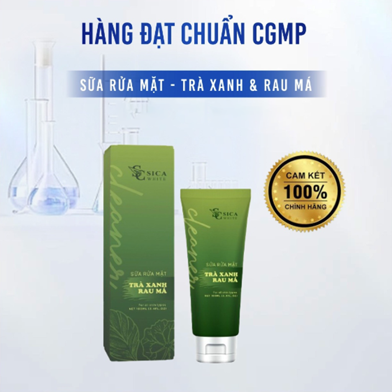 Sữa Rửa Mặt Sica White Trà Xanh Rau Má Hỗ trợ ngăn ngừa mụn ức chế sự tăng trưởng của các loại vi khuẩn Sữa Rửa Mặt Sica White Trà Xanh Rau Má Hỗ trợ ngăn ngừa mụn ức chế sự tăng trưởng của các loại vi khuẩn