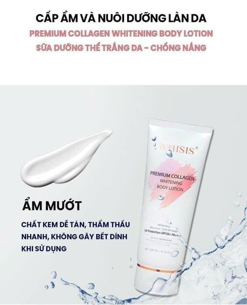 Kem Dưỡng Thể Trắng Da Chống Nắng WHISIS Premium Collagen Whitening Body Lotion 200ml Kem Dưỡng Thể Trắng Da Chống Nắng WHISIS Premium Collagen Whitening Body Lotion 200ml