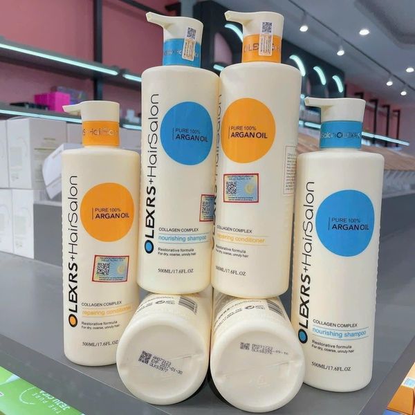 Bộ Dầu Gội Xả Olexrs Argan Oil Collagen Hair Salon 500ml Cho Tóc Khô Xơ, Hư Tổn