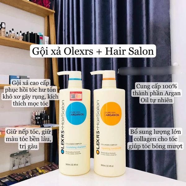 Bộ Dầu Gội Xả Olexrs Argan Oil Collagen Hair Salon 500ml Cho Tóc Khô Xơ, Hư Tổn Bộ Dầu Gội Xả Olexrs Argan Oil Collagen Hair Salon 500ml Cho Tóc Khô Xơ, Hư Tổn