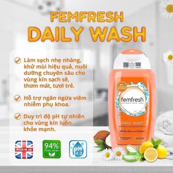 Dung Dịch Vệ Sinh Phụ Nữ Femfresh Intimate Skin Care Daily Wash 250ml Dung Dịch Vệ Sinh Phụ Nữ Femfresh Intimate Skin Care Daily Wash 250ml
