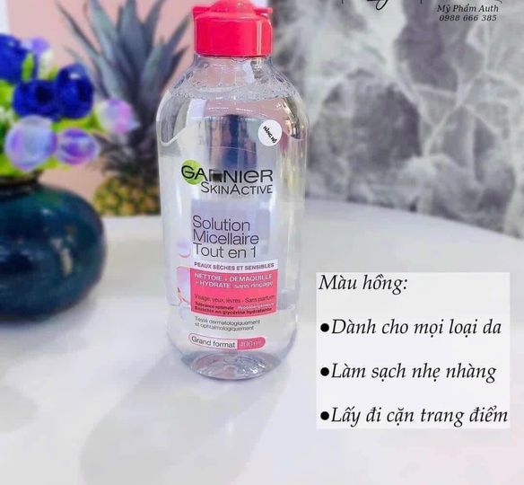Nước tẩy trang Garnier Micellar Cleansing Water màu hồng dành cho da nhạy cảm Nước tẩy trang Garnier Micellar Cleansing Water màu hồng dành cho da nhạy cảm