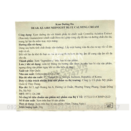Kem Dưỡng Ẩm Klairs Midnight Blue Calming Cream 30g Kem Dưỡng Ẩm Klairs Midnight Blue Calming Cream 30g