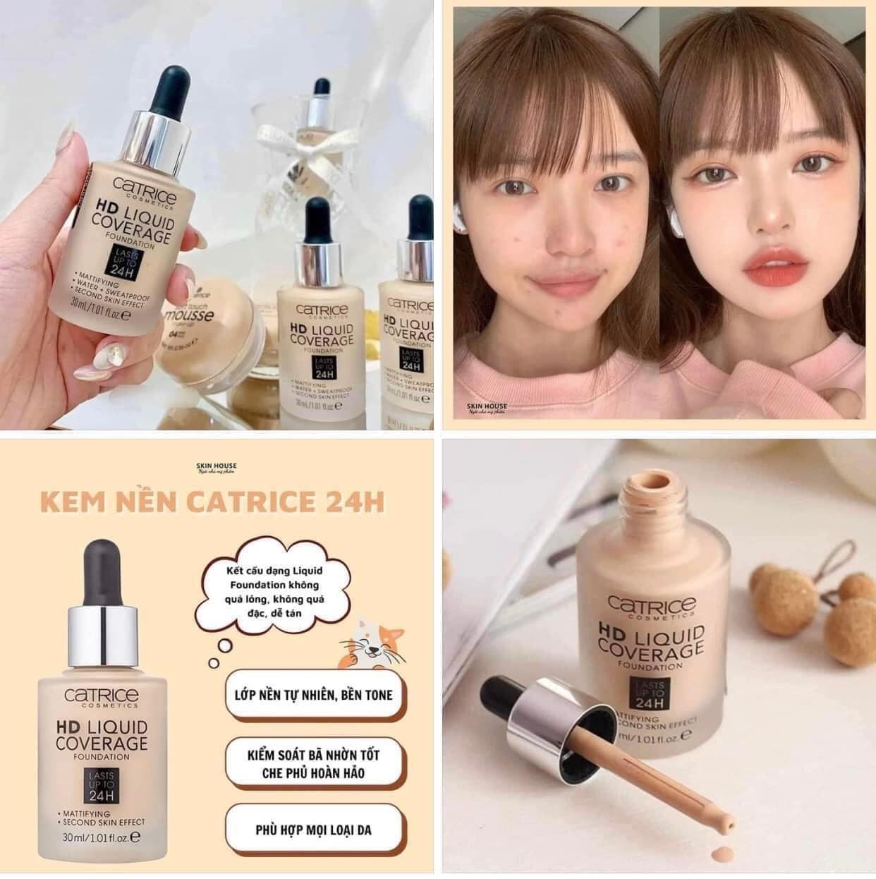 Kem Nền Kiềm Dầu Che Phủ Tự Nhiên Catrice HD Liquid Coverage Foundation Kem Nền Kiềm Dầu Che Phủ Tự Nhiên Catrice HD Liquid Coverage Foundation