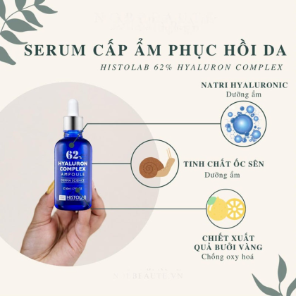 Vị cứu tinh của làn da thô ráp thiếu sức sống Serum Histolab 62% Hyaluron Complex Ampoule Derma HA 62% xanh dương