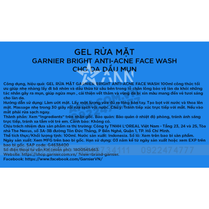 Sữa rửa mặt Garnier Bright Complete Anti-Acne Cleansing Foam sở hữu các ưu điểm nổi bật Sữa rửa mặt Garnier Bright Complete Anti-Acne Cleansing Foam sở hữu các ưu điểm nổi bật