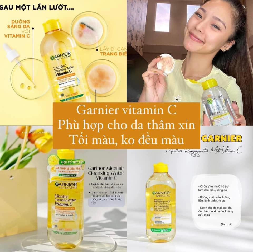 Tẩy trang Garnier Micellar Cleansing Water Vitamin C 400ml Tẩy trang Garnier Micellar Cleansing Water Vitamin C 400ml