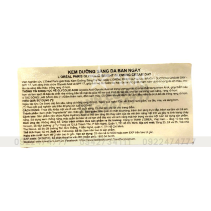 Kem Dưỡng Trắng Da L'oreal Paris Ban Ngày Glycolic-Bright Glowing Cream Day SPF 17 50ml Kem Dưỡng Trắng Da L