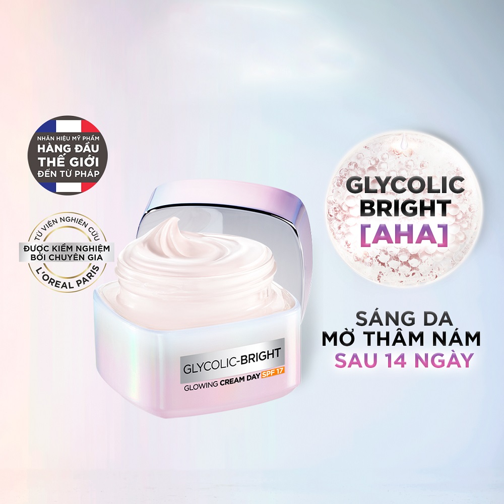 Kem Dưỡng Da L'oreal Paris Glycolic-Bright Glowing Cream Day SPF 17 50ml Kem Dưỡng Da L
