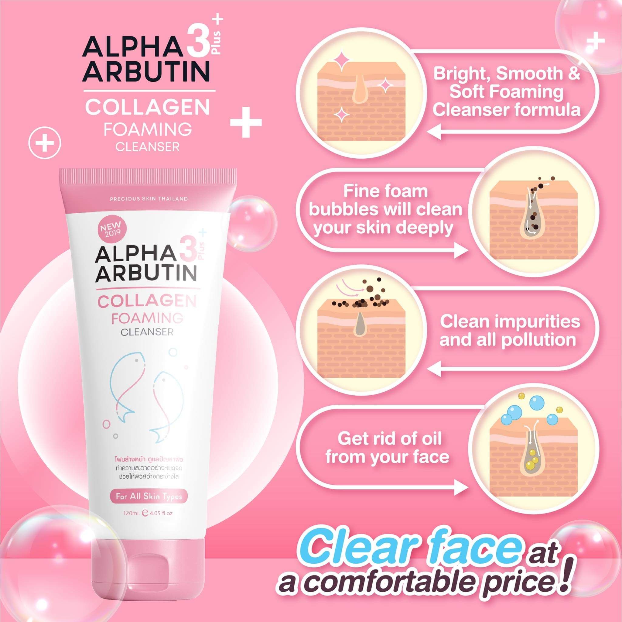 Sữa Rửa Mặt Trắng Da Alpha Arbutin 3 Plus+ Precious Skin Thái Lan 120ml Sữa Rửa Mặt Trắng Da Alpha Arbutin 3 Plus+ Precious Skin Thái Lan 120ml