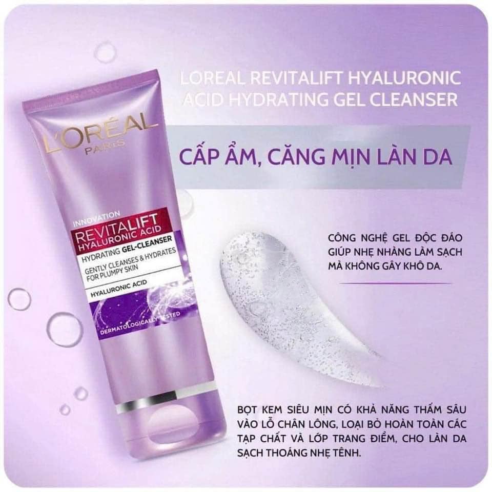 Sữa Rửa Mặt L'oreal Paris Cấp Ẩm Da Revitalift Hyaluronic Acid 100ml Sữa Rửa Mặt L