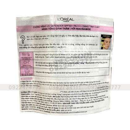 Kem Chống Nắng Nâng Tông Giảm Thâm L'Oréal Paris UV Defender Bright & Clear 50Ml Kem Chống Nắng Nâng Tông Giảm Thâm L