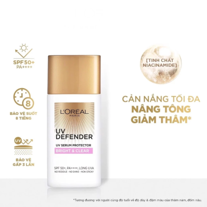 Kem Chống Nắng L’Oreal Paris UV Defender Bright & Clear UV Serum Protector SPF 50+ PA++++ Kem Chống Nắng L’Oreal Paris UV Defender Bright & Clear UV Serum Protector SPF 50+ PA++++
