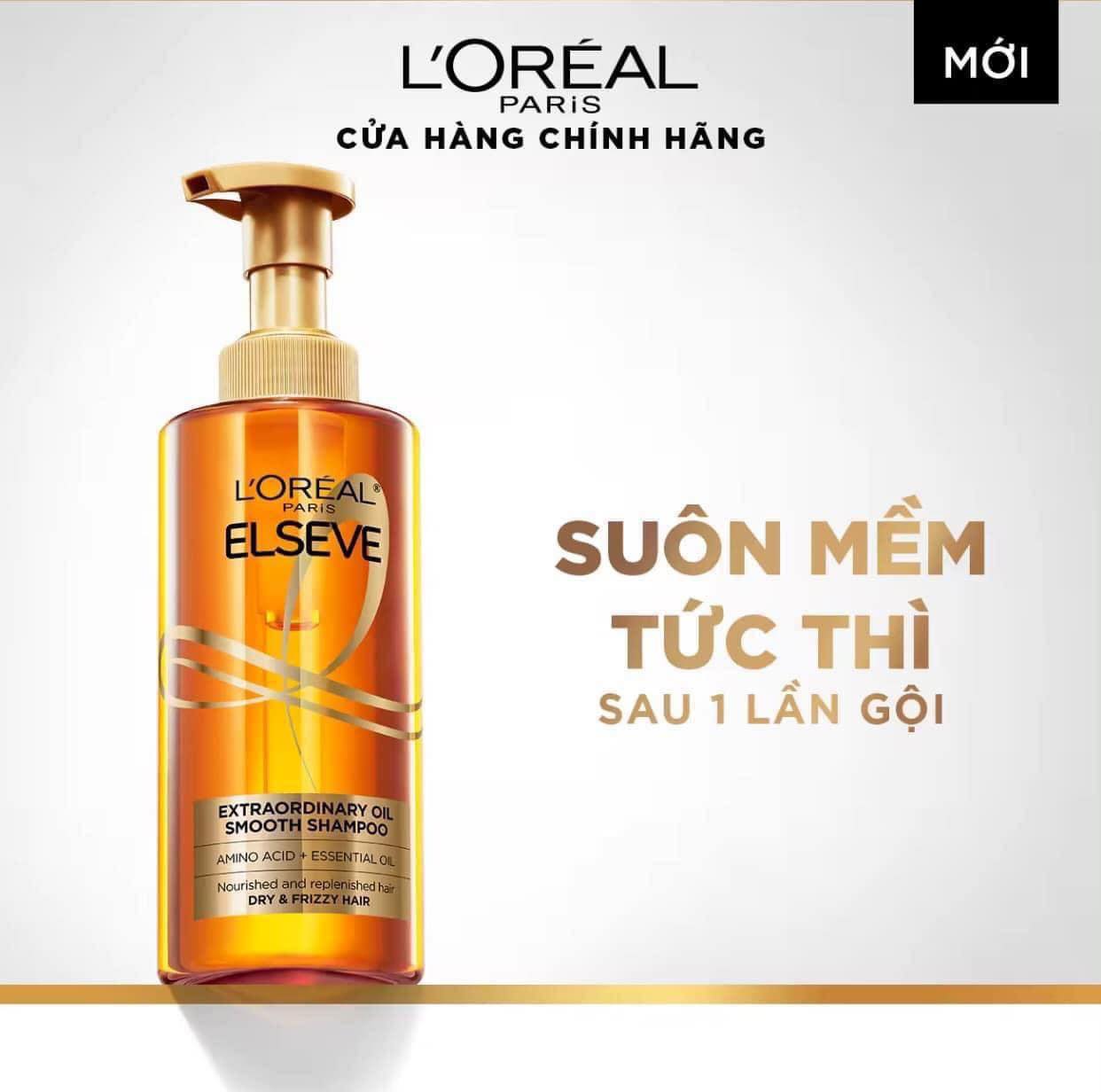 Dầu Gội L'OREAL Paris Extraordinary Oil dưỡng ẩm sâu cho tóc khô và xơ rối giúp tóc suôn mượt và ngăn ngừa tóc chẻ ngọn Dầu Gội L