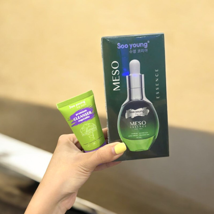 Serum Lục Tảo Soo Young Meso Essence 35ml Phiên Bản Mới Tặng Sữa Rửa Mặt Mini