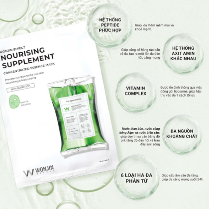 Mặt Nạ Wonjin Effect Nourising Supplement Màu Xanh Lá Hỗ Trợ Phục Hồi Da Hộp 10 Miếng